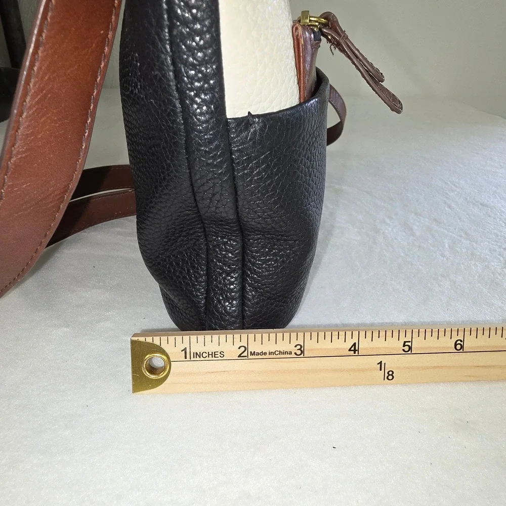 Fossil Colorblock Pebbled Leather‎ Crossbody Bag Black White Brown ZB7268